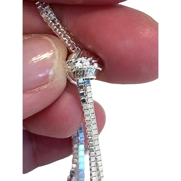 Sterling Silver Tassled Lariat Necklace Atasay Kuyumculuk Box Chain Adjustable - Picture 10 of 12